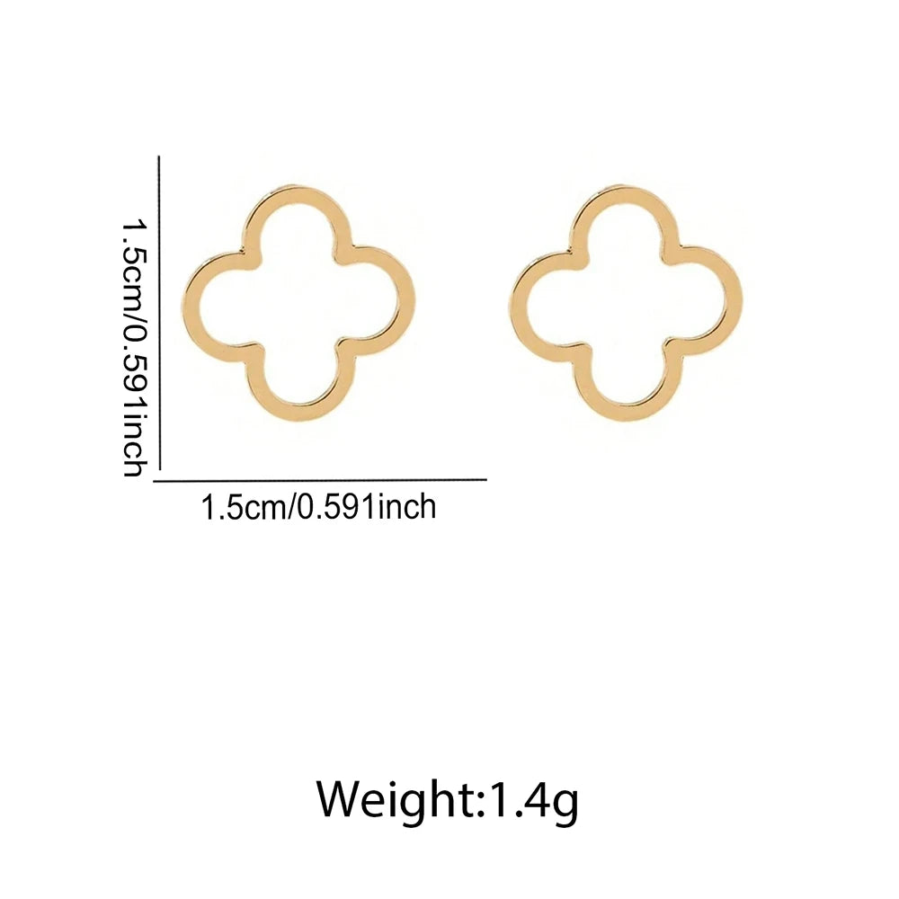 DOTIFI Stainless Steel Creative Hollow Four Plum Blossom Simple Style Four-Leaf Clover Handmade DIY Earrings Jewelry Accessories