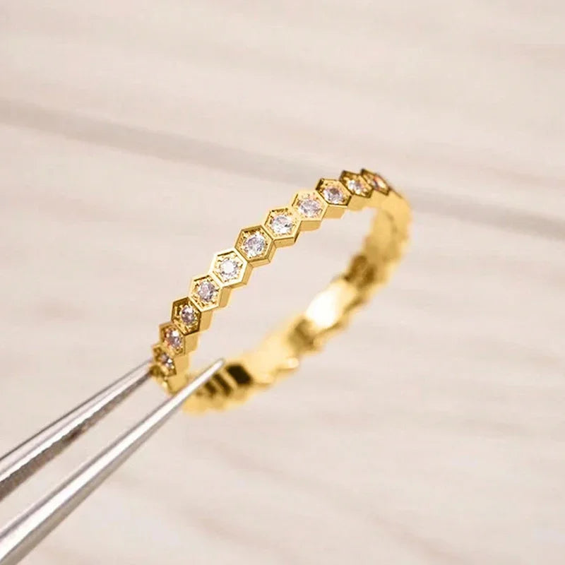Sterling Silver Vintage Geometric Zircon Ring