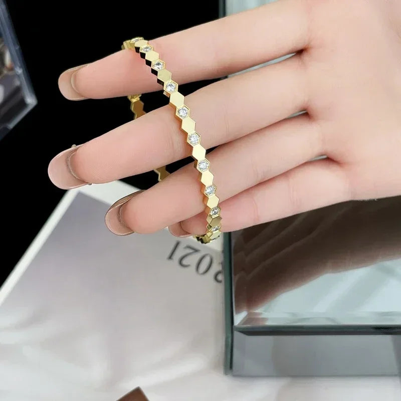 Silver & Honeycomb Gold Luxury Designer Bracelet