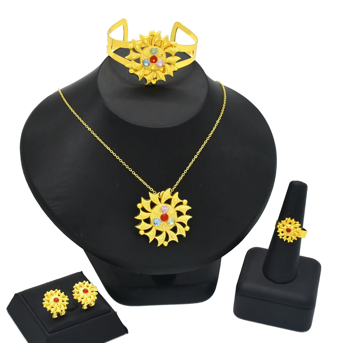 ANIID Nigeria Butterfly Cystal Jewelry Sets For Lady Wedding Ethiopian 24K Gold Color Necklace And Earing Jewellery Dubai Gift