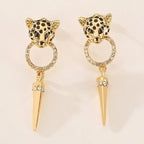 Trendy Personalized Cheetah Leopard Head Cone Pendant Earrings Fashionable Sexy Women's Quality Jewelry Accessories Luxurious