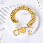 EILIECK 316L Stainless Steel Heart Sun Charm Bracelet Gold Color PVD Plated High Quality Waterproof Jewelry Hand Chain for Women