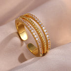 Luxury Elegant 3-Layer Full Paved Zircon Adjustable Statement Ring
