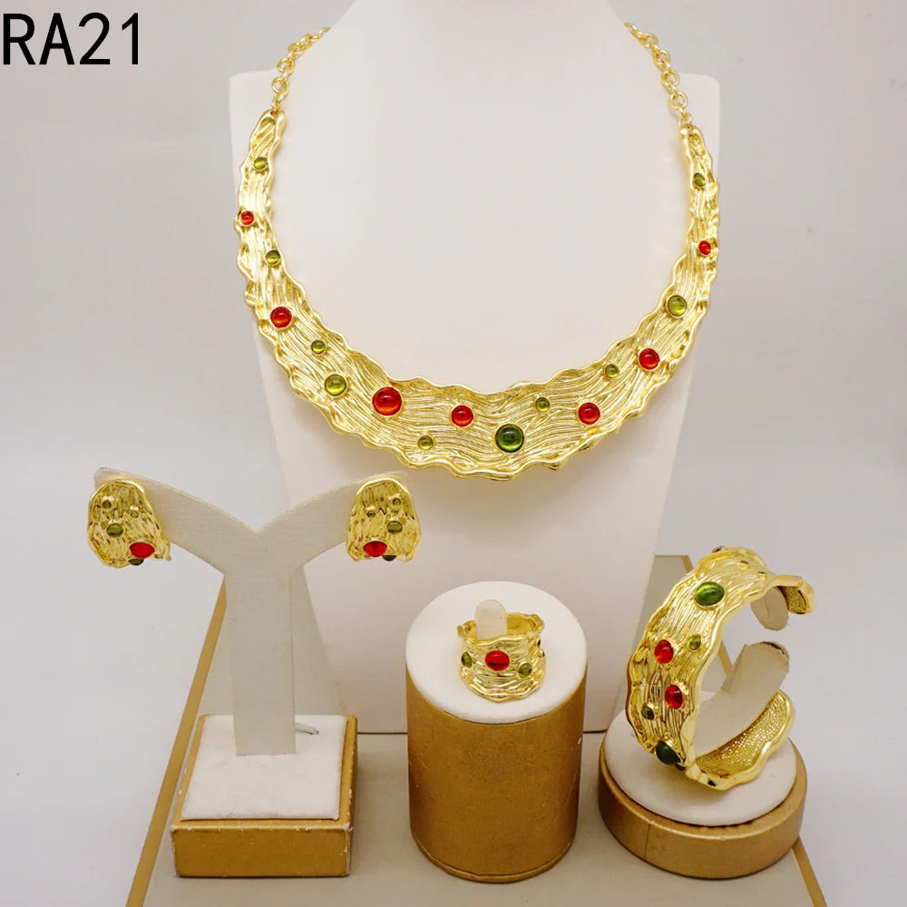 Brazilian Gold Flower Dubai Jewelry Set