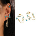 6-Piece Fashion Blue Turquoise & Shiny Zircon Hoop Earring Set
