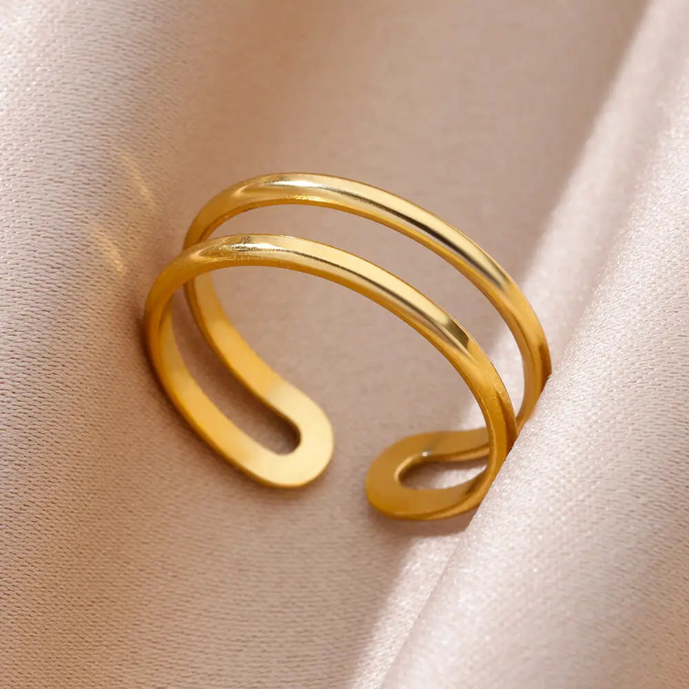 Stainless Steel Chunky Wide Geometric Open Ring