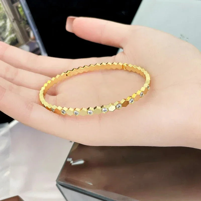 Silver & Honeycomb Gold Luxury Designer Bracelet
