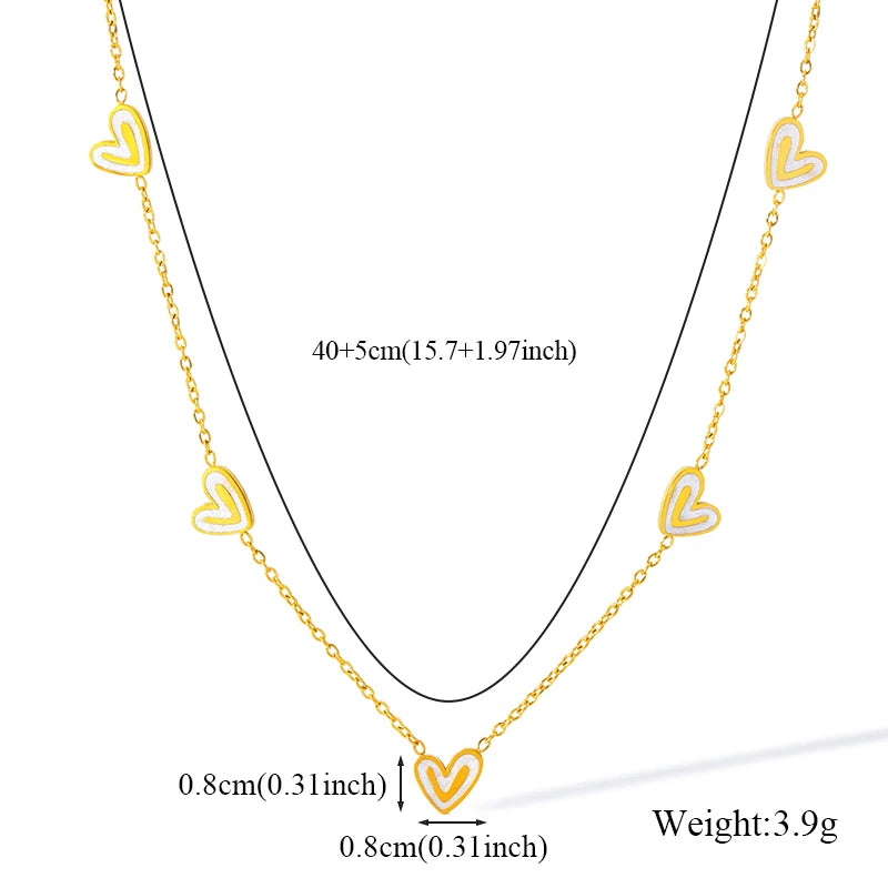 EILIECK 316L Stainless Steel Creative Heart Necklace Bracelet Earrings Set For Women Fashion Gold Color Waterproof Jewelry Gift