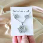 LUXUKISSKIDS Golden Waterproof Jewelry Sets Stainless Steel for Woman Wedding Party Accessorires Fashion Necklace Earrings Set