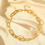 EILIECK Collier ovale étanche en acier inoxydable 316L pour femme, plaqué or 18 carats PVD, chaîne ras du cou, cadeau pour femme