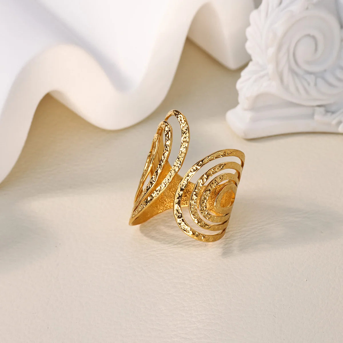 Stainless Steel Chunky Wide Geometric Open Ring