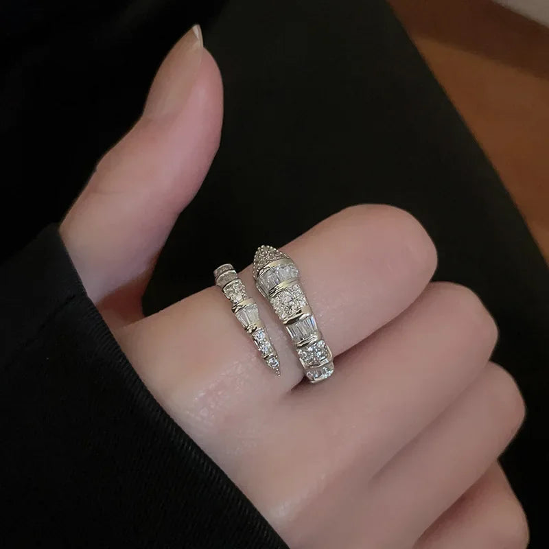 Versatile Snake-Shaped Adjustable Stainless Steel Zircon Ring
