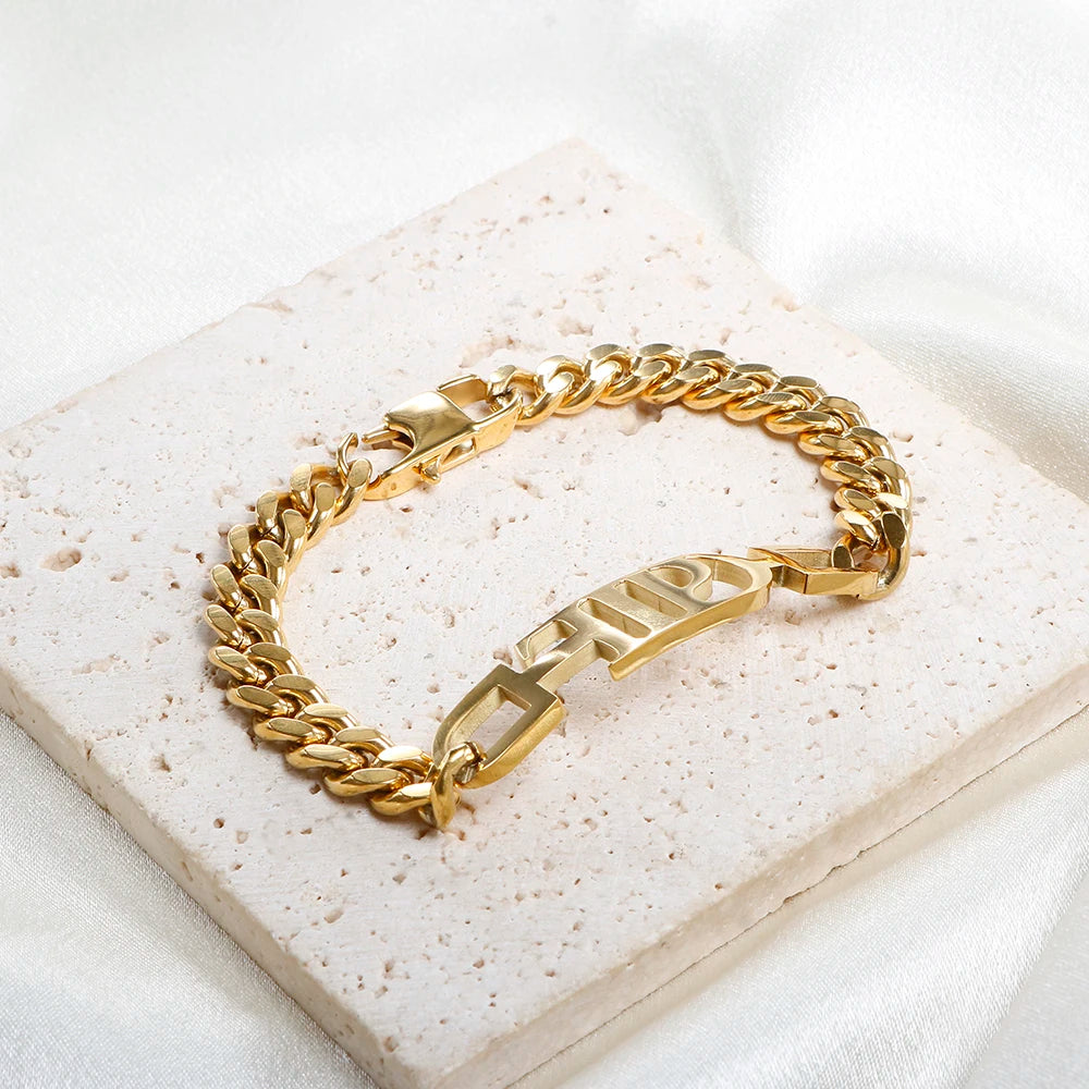 JINHUI TTPD Letter Thick Chain Bracelet