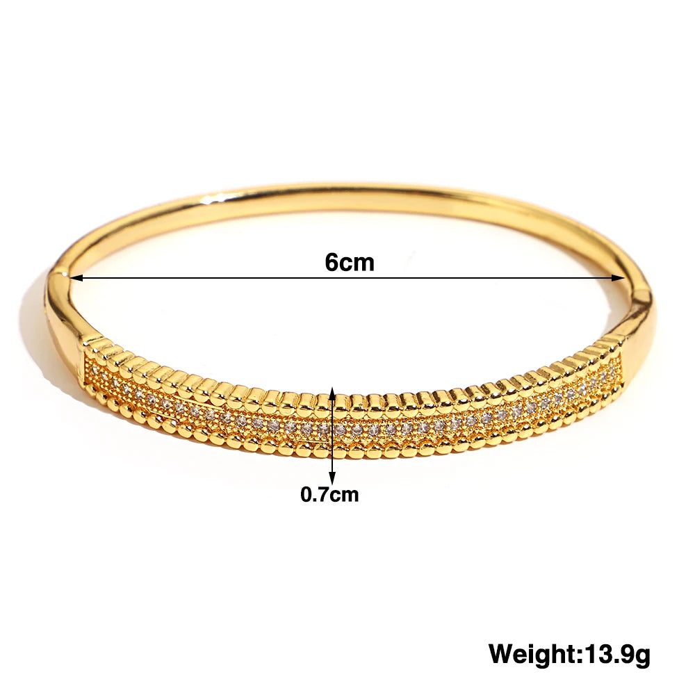 Trendy Gold-Plated 316L Stainless Steel Cubic Zirconia Bangle