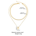 Stainless Steel Gold Layered Herringbone&Heart Pendant Necklace,Minimalist Dainty Style for Women, Daily Wear & Holiday Jewelry
