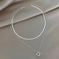 Stainless Steel Gold Layered Herringbone&Heart Pendant Necklace,Minimalist Dainty Style for Women, Daily Wear & Holiday Jewelry