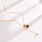 EILIECK Collier Pendentif Rond en Acier Inoxydable 316L Chiffres Romains pour Femme, Chaîne Tendance, Bijoux de Vacances d'Été