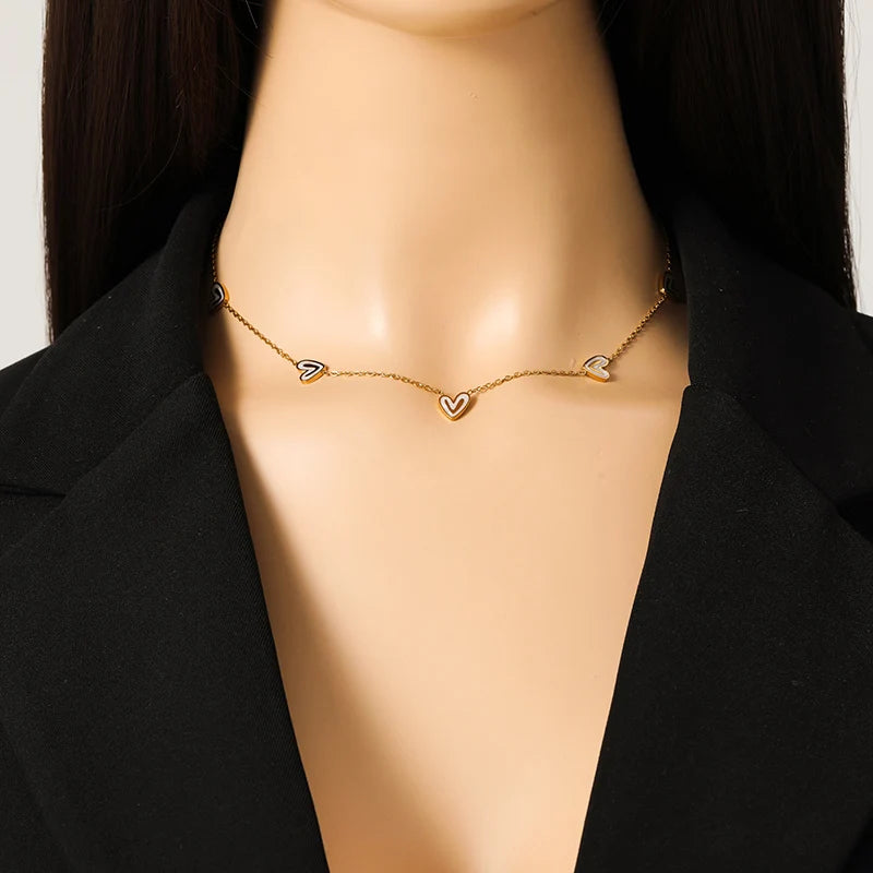 EILIECK 316L Stainless Steel Creative Heart Necklace Bracelet Earrings Set For Women Fashion Gold Color Waterproof Jewelry Gift