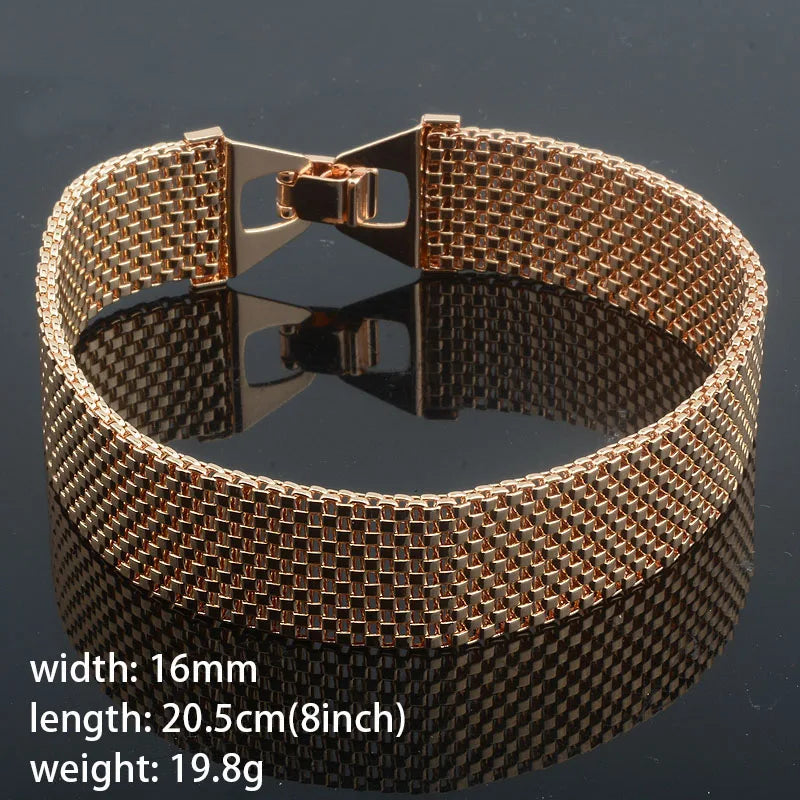 New Women Girls 585 Rose Gold Color Carving Wide Bracelets Toggle Lock Hot Jewelry(No Box)