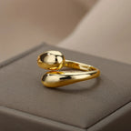 Stainless Steel Rings For Women 2026 Trend Open Gold Color Double Bead Ball Ring Wedding Aesthetic Jewelry Couple Gift anillos