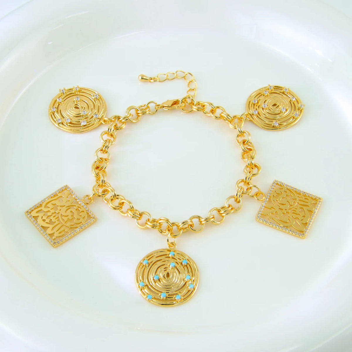 Fashion Arabic Dubai Gold-Color Charm Bracelet