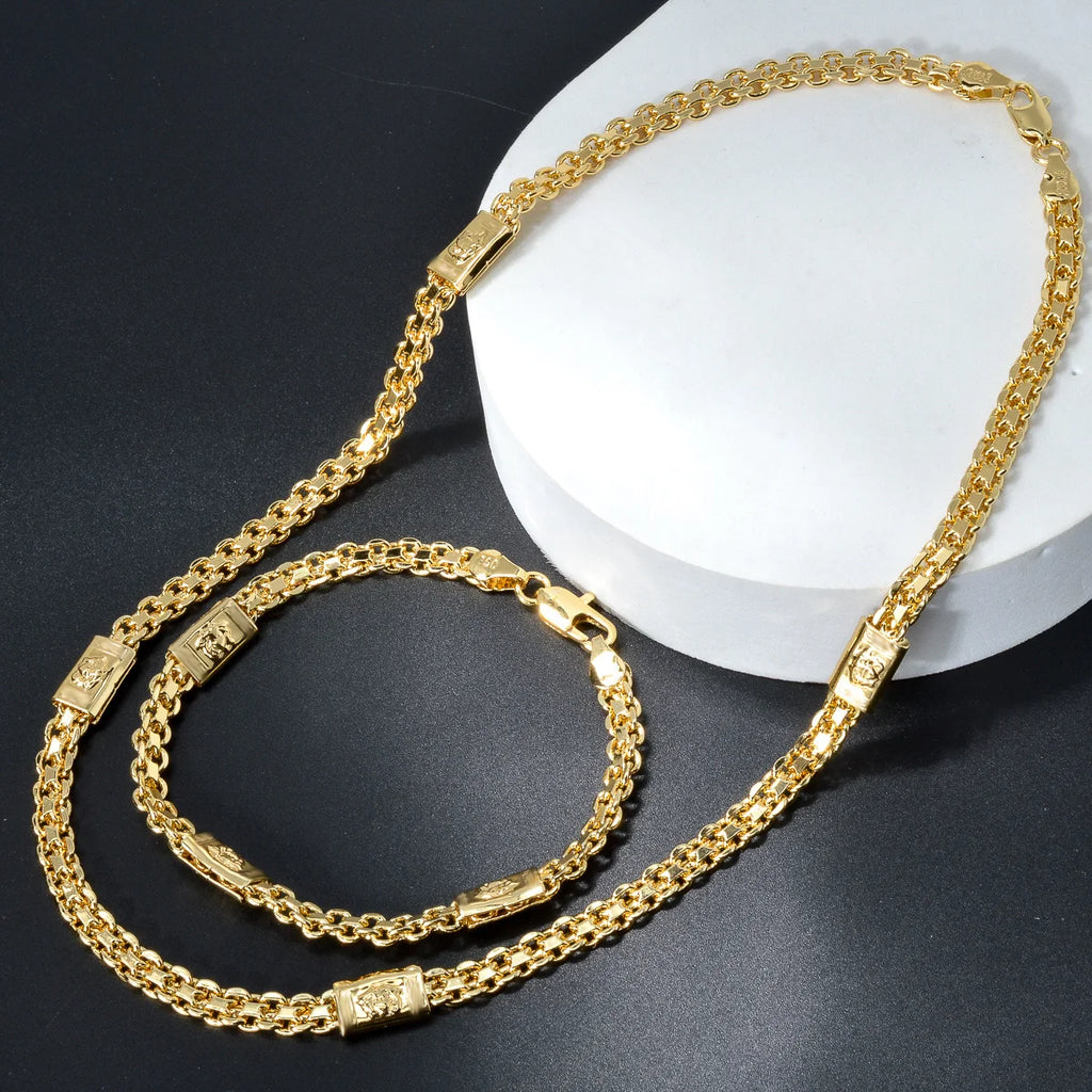 ChooseMe Dubai Hip Hop 18K Gold-Plated Link Chain Choker & Bracelet Set