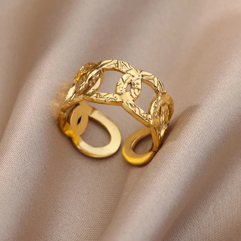 Stainless Steel Chunky Wide Geometric Open Ring