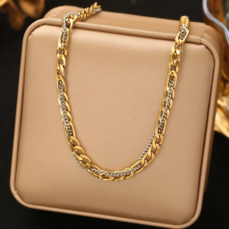 EILIECK Stainless Steel Handmade Fashion Chain Necklace For Women 18K Gold PVD Plated Rust Proof Textured Unisex Jewelry Gift