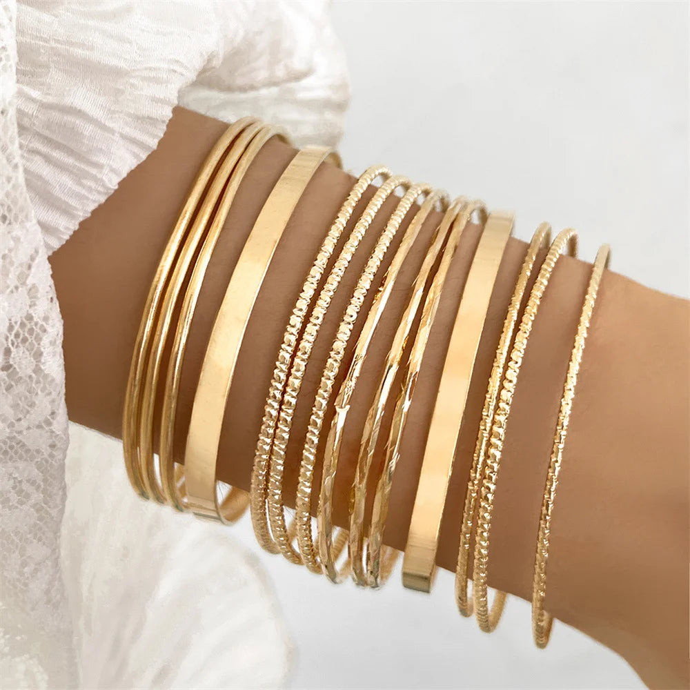 14 Pcs Boho Thick Cuban Chain Bracelet Set