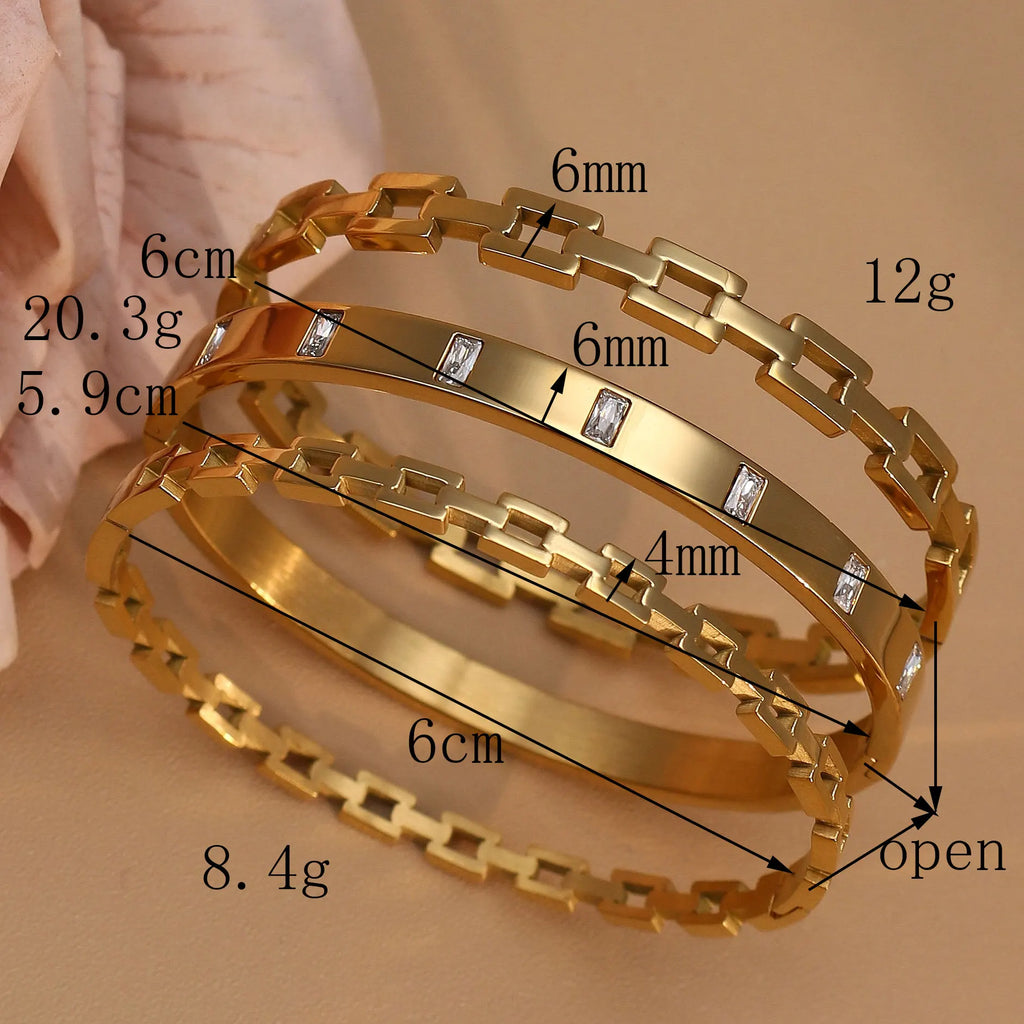 XB-041 Stainless Steel Gold-Plated Openwork Zirconia Bracelet