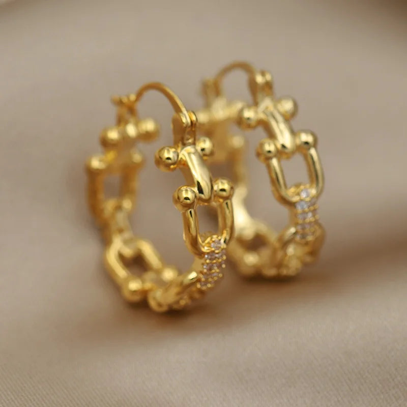 Stainless Steel Crystal Geometric Zirconia Bangle Set