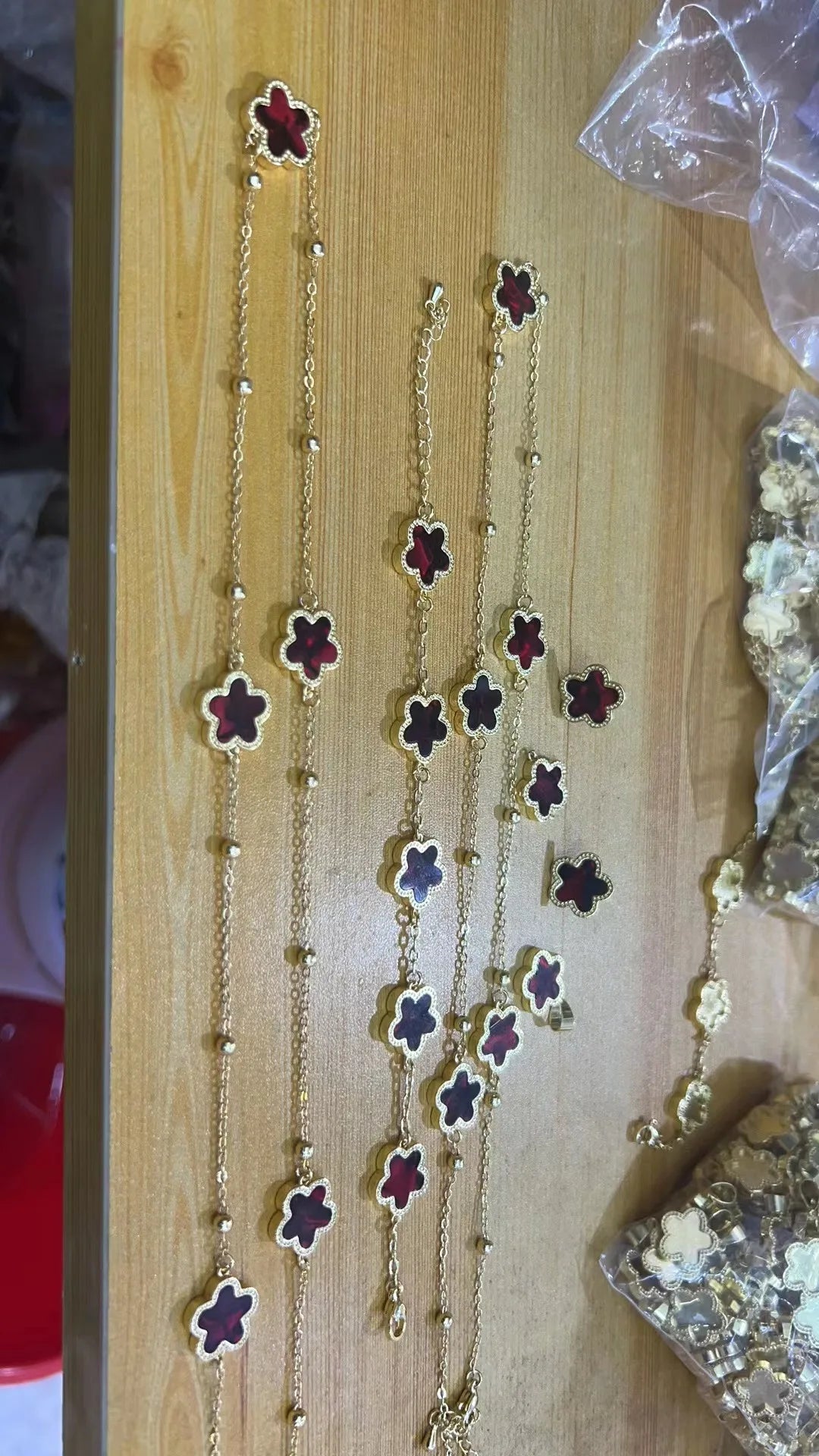 6-Color Plum Blossom Five Point Star Jewelry Set Cute Plant Five Leaf Flower Shell Gift Bracelet Necklace Earrings Woman Clover