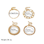 Simple Punk Chunky Chain & Dainty Boho Charm Bracelet Set, 4 Pcs/Set