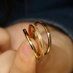 2mm Gold-Plated Stainless Steel Minimalist Stacked Rings 3-Piece Set