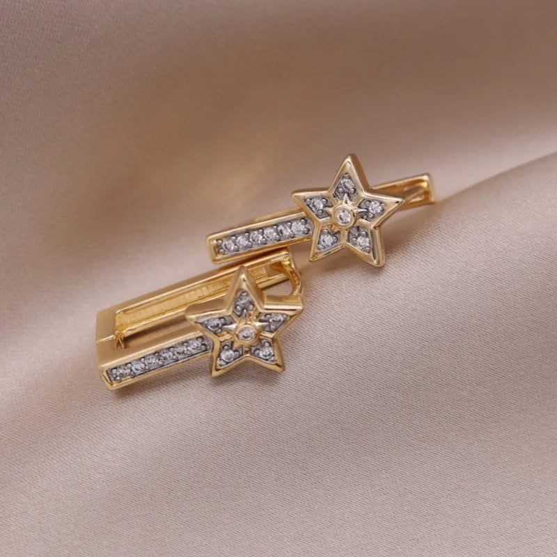 French Two-Tone Geometric Water-Drop Zircon Earrings