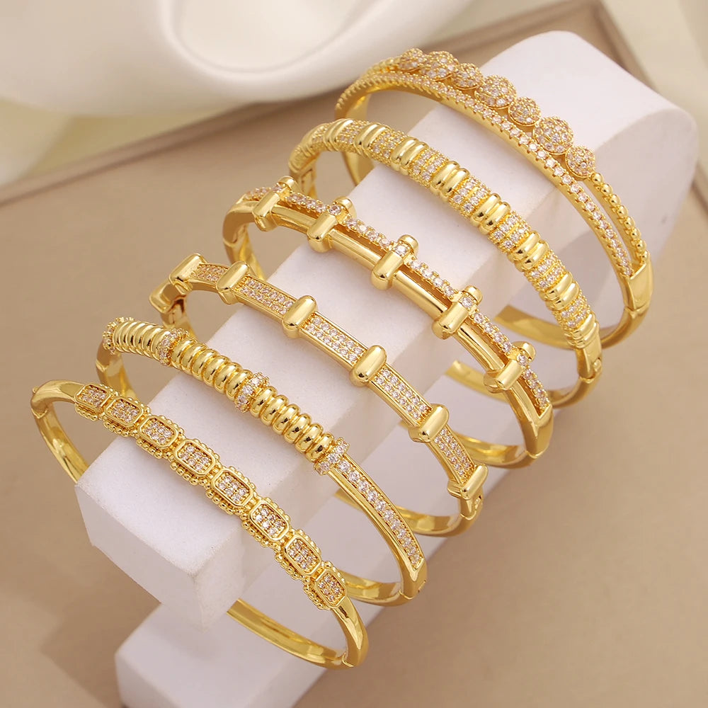 ChooseMe Light Luxury Cubic Zircon Cluster Weave Interlocking Bangle