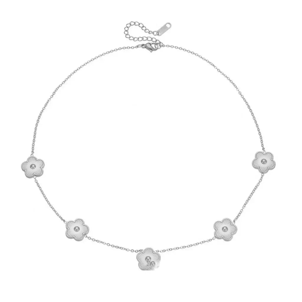Hot Selling High-Quality Plum Blossom Plant Metal Five Leaf Flower Bracelet Necklace With Double-Sided Y2K Style Clover