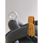 Bague de doigt réglable en acier inoxydable Yhpup avec chaîne et pompon, plaqué or 18 carats PVD, breloque de haute qualité, bijoux dorés élégants
