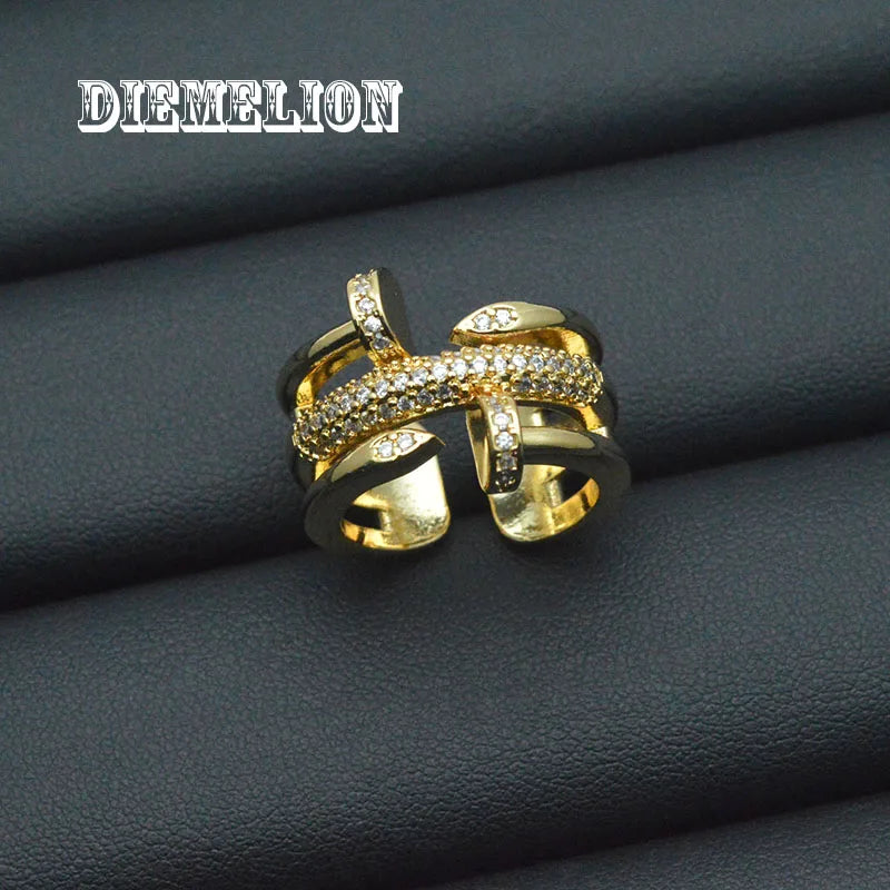 Luxury Two-Tone Multi-Layer Adjustable Zircon Nail & Screw Ring