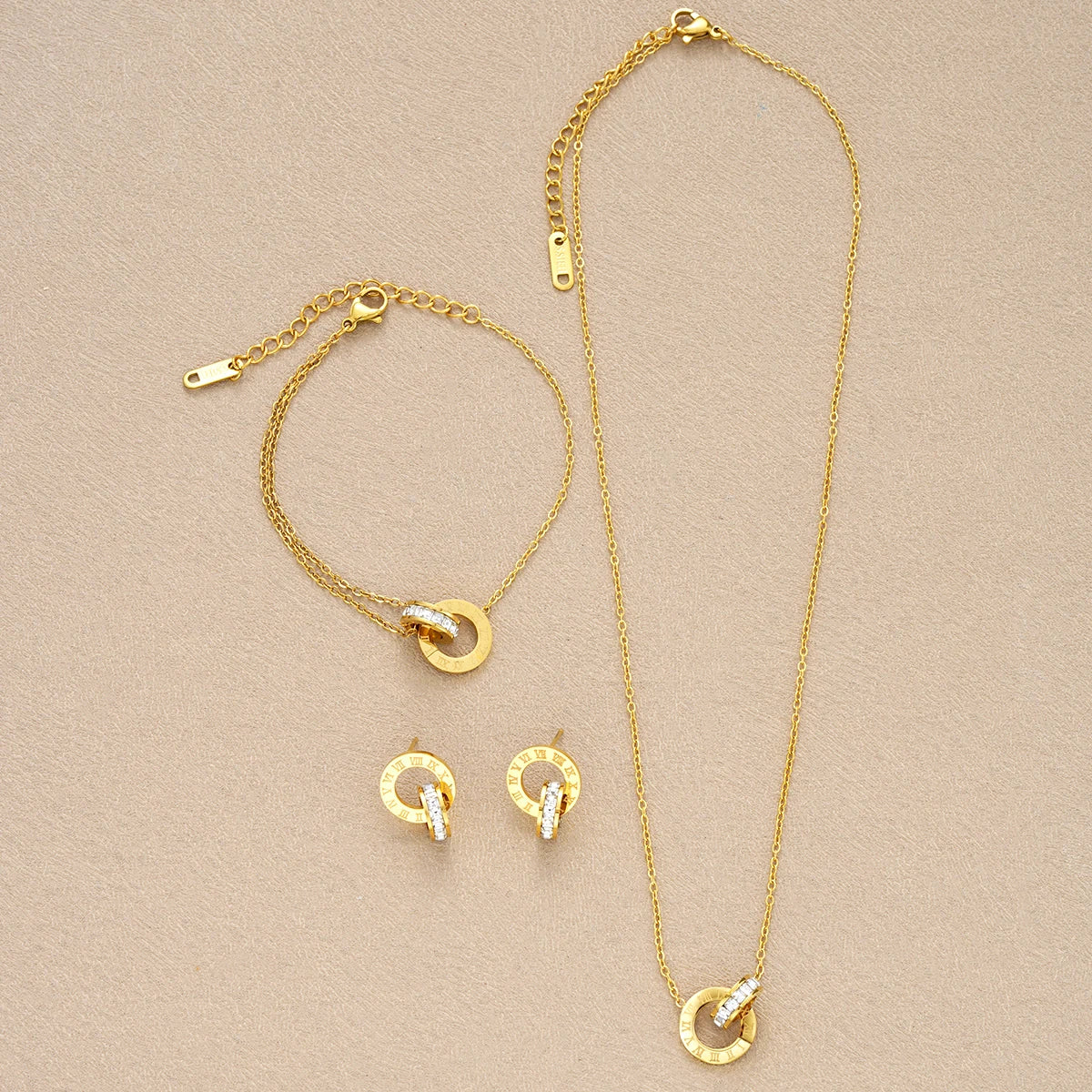 Roman Numeral Interlocking Jewelry Set