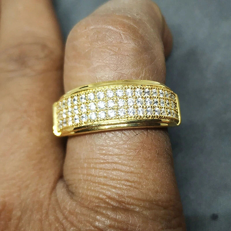 Huitan 2023 Trends Wedding Couple Rings for Women/Men Luxury Gold Color Marriage Engagement Lover Rings Modern Fashion Jewelry