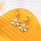 EILIECK Exquises Boucles d'Oreilles Pendantes Papillon Zircon Vert Acier Inoxydable Plaqué Or 18K Accessoires de Vacances Tendance pour Femme