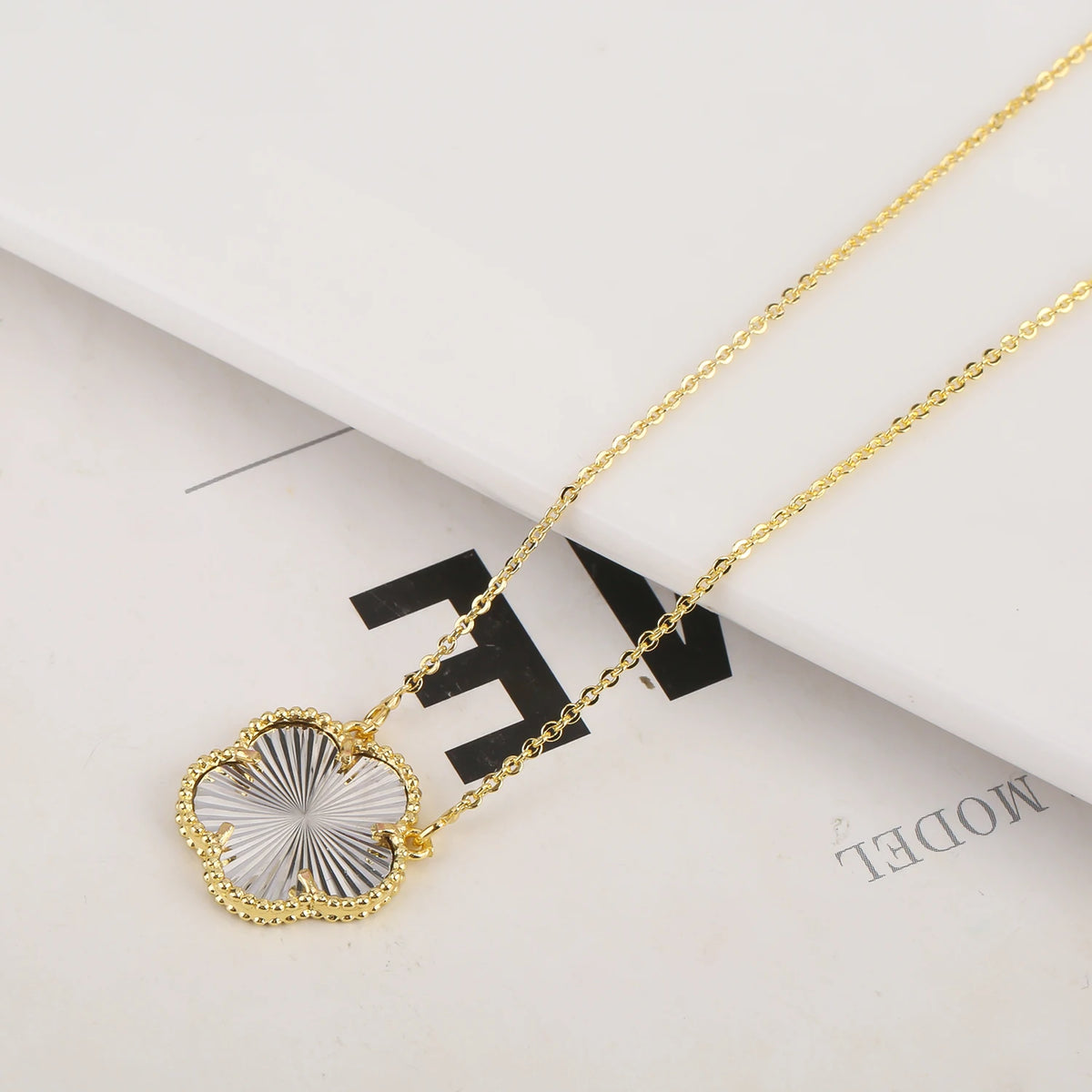 Hot Selling Plum Blossom Plant Five Leaf petal Pendant Necklace Earrings For Women's Clover Temperament Jewelry Set