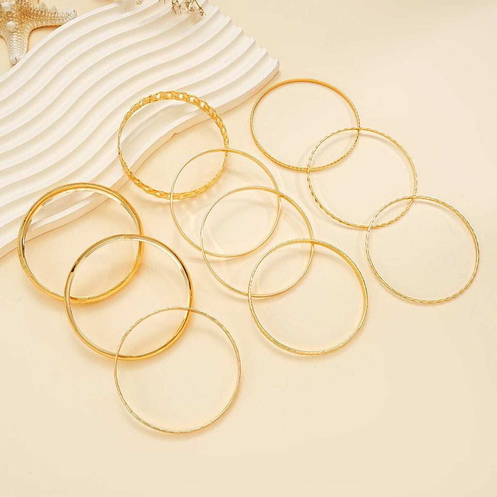 10 Pcs Trendy Multilayer Twisted Bangle Set