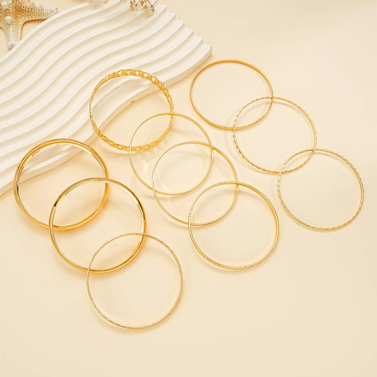 10 Pcs Trendy Multilayer Twisted Bangle Set