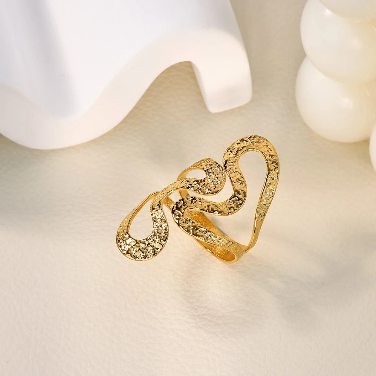 Stainless Steel Chunky Wide Geometric Open Ring