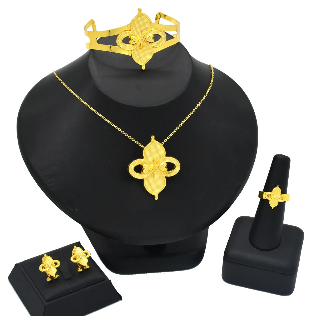 ANIID Nigeria Butterfly Cystal Jewelry Sets For Lady Wedding Ethiopian 24K Gold Color Necklace And Earing Jewellery Dubai Gift