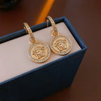 Boucles d'oreilles pendantes rondes Méduse en bijoux fantaisie, accessoire tendance pour femme pour les fêtes et le quotidien