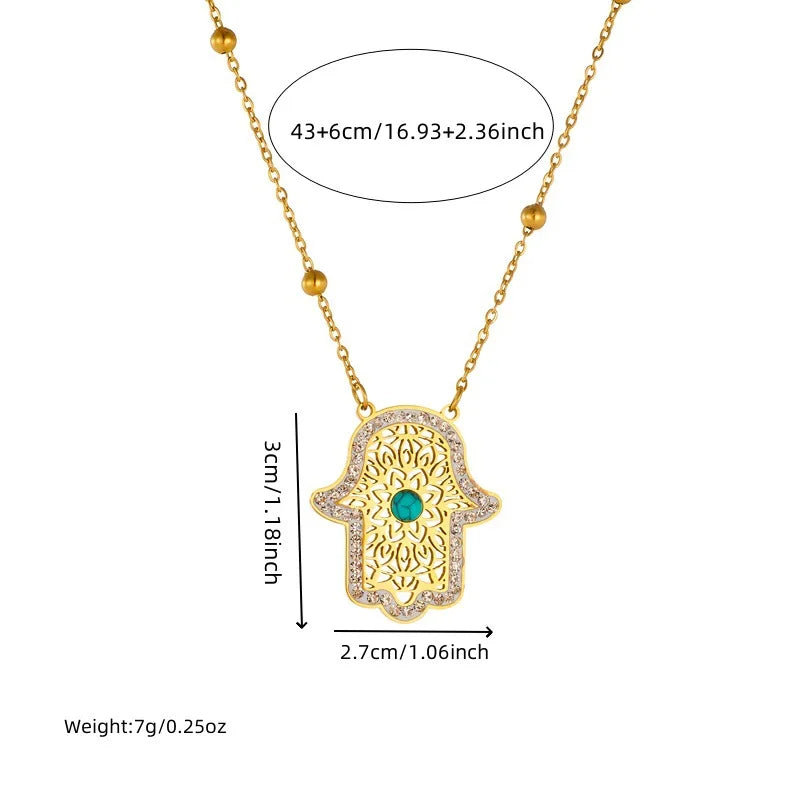 Vintage Colored Eye Pendant Necklace And Earrings Set Stainless Steel Plated 18K Gold Women's Jewelry Gift