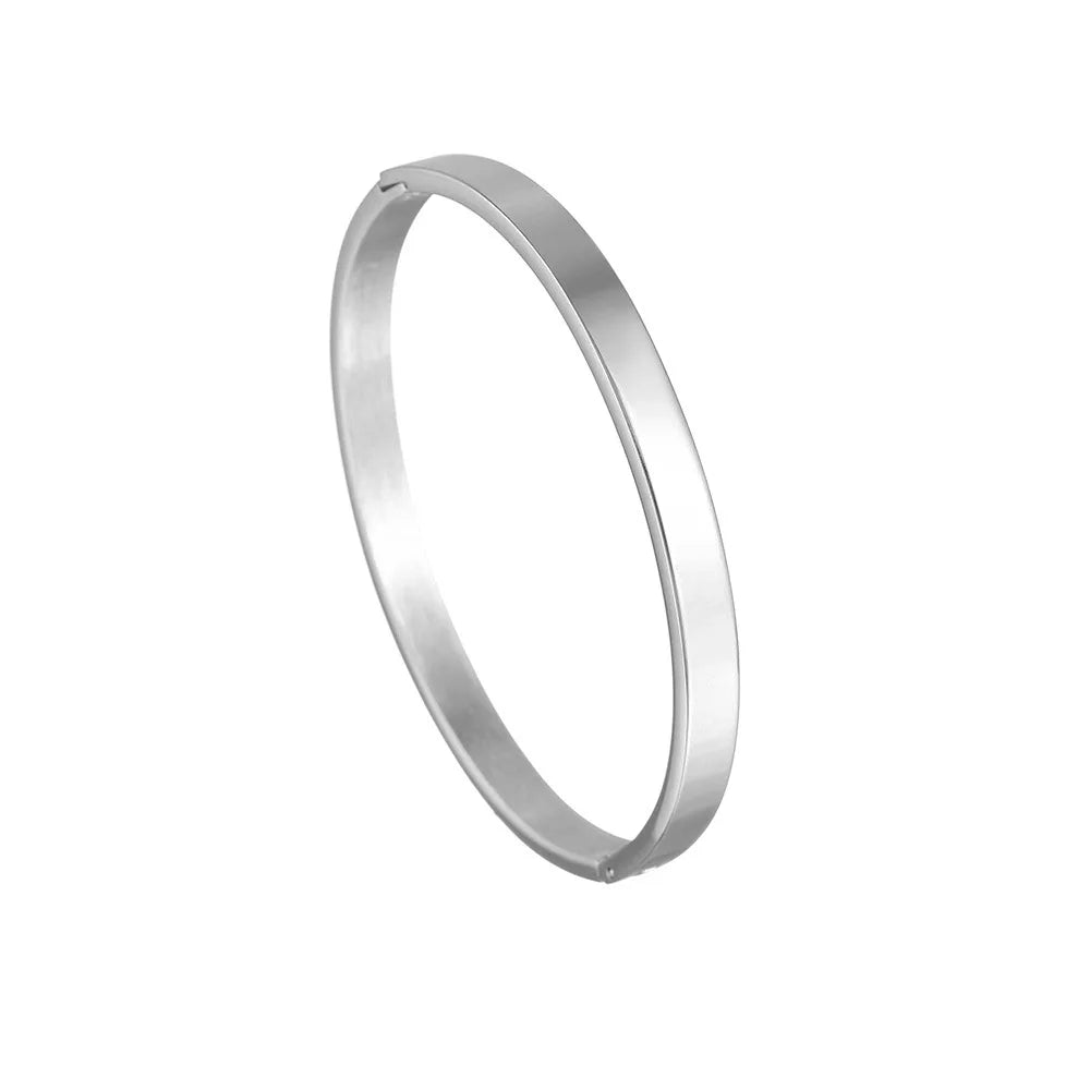 Minimalist Stainless Steel Gold-Plated Plain Stackable Bracelet